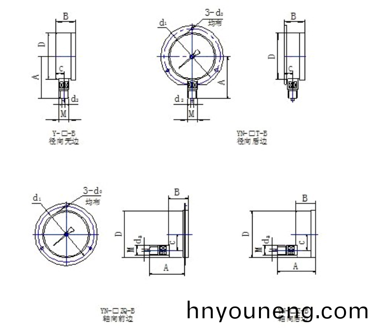Y-60TB不(bu)鏽(xiu)鋼(gang)壓(ya)力錶